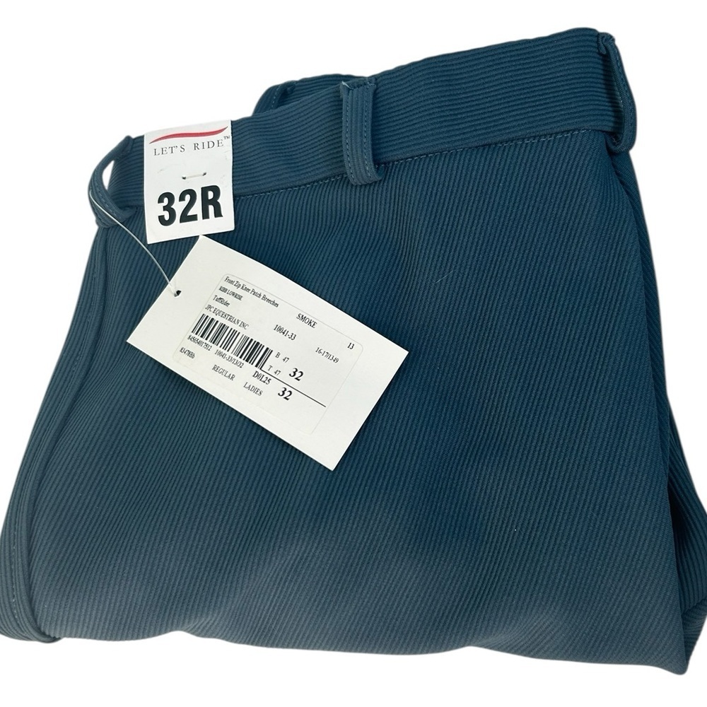 NWT Tuff Rider Front Zip Knee Patches Low Rise Ribbed Breeches Blue Pants SZ 32